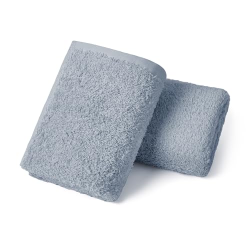 REDKISS 2-Pack Luxury Hand Towels 16x32 Inch 450G 100% Cotton Blue Quick-Dry Bathroom & Kitchen Towels Super Soft and Highly Absorbent
