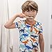 PATPAT Kids 3-Piece Pajama Sets with Bamboo Viscose,Soft Snug Fit Pjs for Toddler Boys and Girls, All-Season Comfort Sleepwear Brown Dino Size 5T