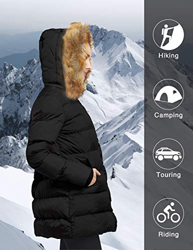 Wenven Women's Bulky Winter Thicken Jacket With Fur Trim Hood (Black,M) #TOP5