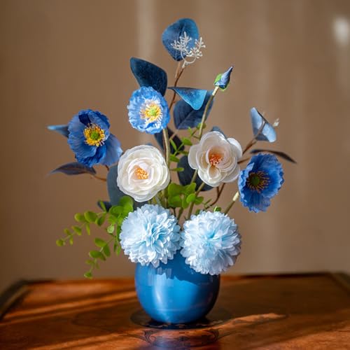 EVIGTOP ヒナゲシ 造花 ポピー 花瓶付き インテリア 枯れない花 フェイクグリーン 現代 シンプル リビング 玄関 寝室 オフィス ラック テーブル 窓 飾り アクセサリー 家の装飾
