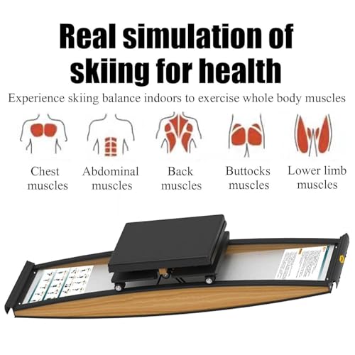 Image of Ski Exercise Machine, Ski Simulator Training Machine, 3D Cross Trainer, Strength and Balance Training Tool Set, 150kg Load, for Waist, Abdomen and Leg Training, with Ski Poles
