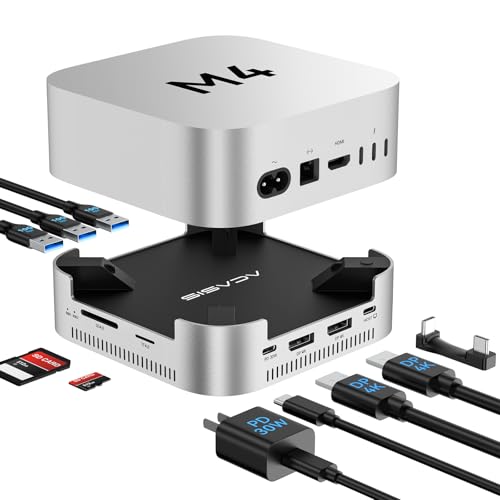 Image of ACASIS 14-in-1 Dock with 40Gbps Dual SSD Enclosure for M4 /M4PRO Mac mini, 3x3.2 USBA 10Gbps, 2xDP 4k@60Hz, SD /TF4.0, PD30W, Software RAID | Up to 16TB