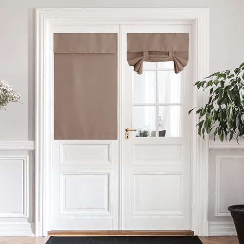 NICETOWN Biscotti Beige Blackout French Door Curtains for Half Window Cover