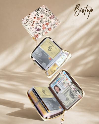 Bistup 40 Slots Credit Card Holder for Women Girls, Pink Floral — view 5