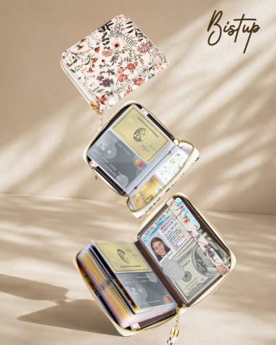 Image of Bistup 40 Slots Credit Card Holder for Women Girls, Pink Floral