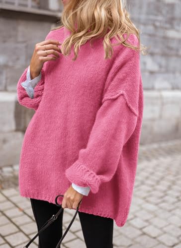 PRETTYGARDEN Women's Knit Oversized Sweater Fall Fashion Casual Long Sleeve Turtleneck Chunky Pullover Tops Winter Clothing