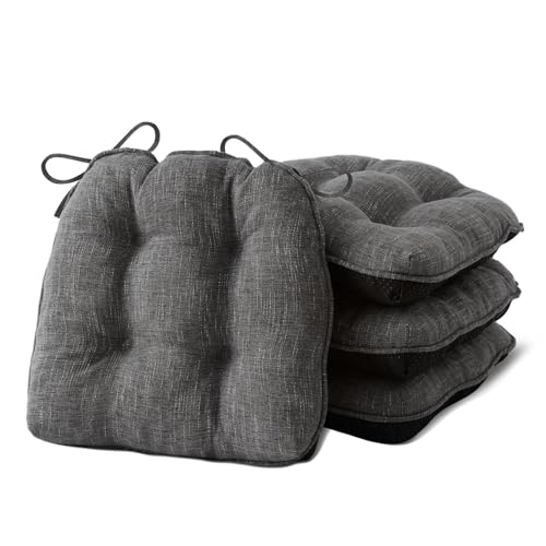 IPYNBAP Memory Foam Chair Cushions Set of 4, 15.5"x15.5"x4", Dark Gray