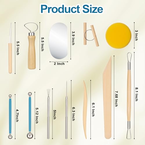 image for Amrules Clay Tools Kit, 12 PCS Pottery Tools, Practical Polymer Sculpt
