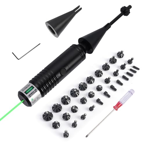 Laser Bore Sight Kit with 32 Adapters for Guns (Green Laser)