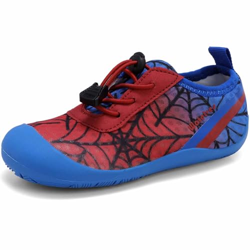 WateLves Wide Toddler Water Shoes Kids Barefoot Athletic Sneakers Girls Boys Quick Dry Aqua Socks for Beach Hiking Swim Kayak Sport Accessories, Camping Essentials (Red Blue, 24)