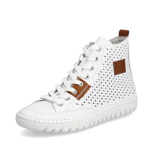 Rieker Damen High-Top Sneaker M2301, Frauen Halbschuhe,schnürschuhe,high top Sneaker,Sneaker-Stiefel,mid Cut,straßenschuhe,Weiss (80),40 EU / 6.5 UK