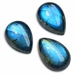 Myhealingworld Natural Calibrated 10x14mm Pear Shape Blue Fire Labradorite Cabochon Loose Gemstone 3pcs box. For Healing Wellness and Jewelry Making.