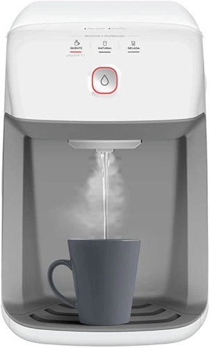 Purificador de Água Quente 800ml Gelada 2,4L Fria e Natural Motor Compressor controle de temperatura reservatorio de 3,3L total Alerta troca de Filtro refil 6 meses ou 3000l Branco PH41B 220V