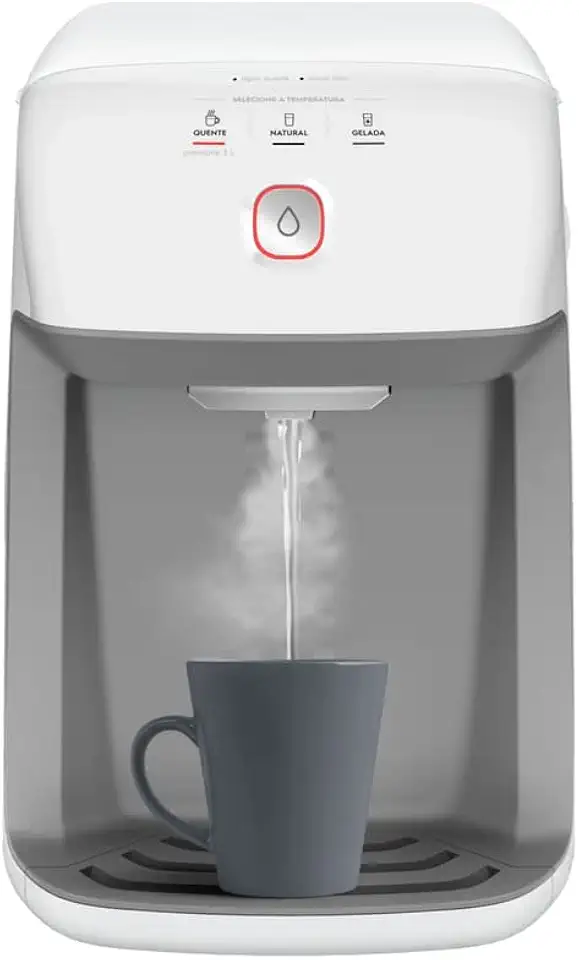 Purificador de Água Quente 800ml Gelada 2,4L Fria e Natural Motor Compressor controle de temperatura reservatorio de 3,3L total Alerta troca de Filtro refil 6 meses ou 3000l Branco PH41B 127V