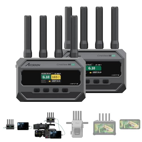 Accsoon CineView SE 4K Wireless SDI HDMI Video Transmitter&Receiver, 4K30/1080P60 Video Transmission System, 1312ft 50ms LAT. USB +4 Apps Monitoring, Pair CineView M7 Pro/Master 4K, Camera Control
