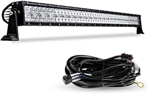 Auxbeam 50 Inch LED Light Bar 288W, 5D Lens Waterproof Off Road Driving Lights, 28800 Lumens Double Row Spot Flood Combo Fog Light Work Light with Wiring Harness for Pickup Trucks SUV ATV UTV Boat
