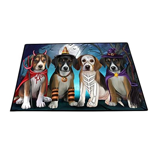Doggie of the Day American English Foxhound Dogs Floor Mat - Halloween Trick or Treat - Best Dog Doormat - Protector Decor - Unique Portrait Art - Premium Quality Decoration, 24"x36"