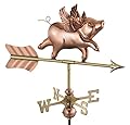 Good Directions 8840PR Flying Pig Cottage Weathervane, Polished Copper with Roof Mount