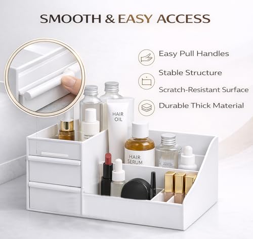 Image of PANCA Makeup Organizer Storage Box with Drawers | Large Capacity Cosmetic & Jewellery Organiser for Dressing Table, Bathroom & Bedroom | Vanity Skincare, Lipstick & Brush Holder
