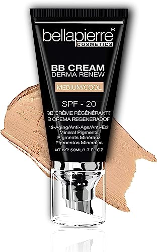 Bellapierre BB Cream SPF 20 – Mineral Sunscreen & Liquid Foundation, Lightweight Face Moisturizer with Buildable Coverage, Matte Finish, Non-Toxic, Paraben-Free, Cruelty-Free – 1.7 oz - Medium Cool