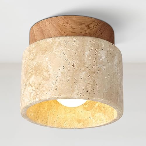 WOTTES Lámpara de Techo Travertino Amarillo Natural Araña retro Wabi Sabi Plafón Interiore Lámpara de techo Vintage Iluminación para Dormitorio, Pasillo, Salón (Estilo C)