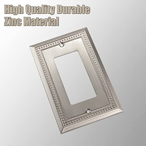 Image of Henne Bery Sunken Pearls Heavy Duty Decorative Wall Plate Switch Plate Outlet Cover (Single Decorator, 3 Pack, Satin Nickel)
