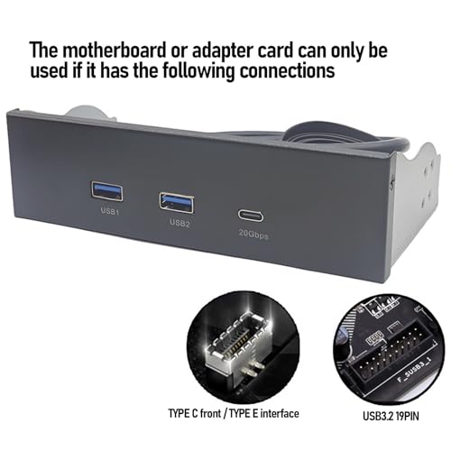 Moyeu de panneau avant à 19 broches USB C et USB A pour PC fixe - 4