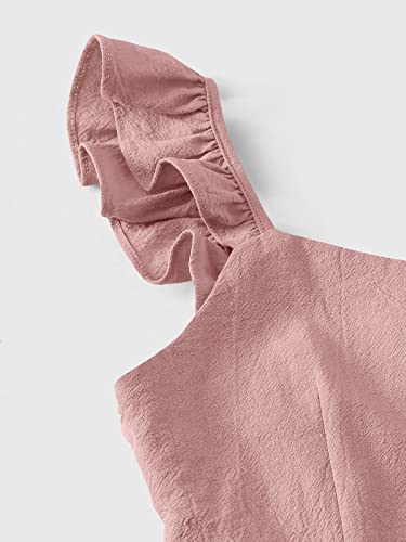 Valphsio Kids Flutter Sleeve Romper Jumpsuit Botton Down Shirt Tops Wide Leg Outfits #TOP2