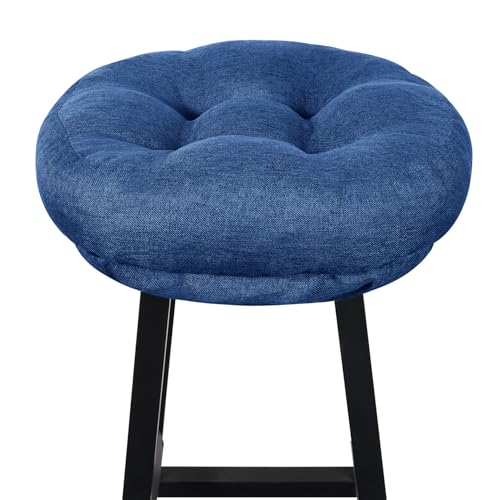 PRONOUS Navy Blue Bar Stool Seat Cushions, Round Stool Covers Pads with Ties Non Slip (12