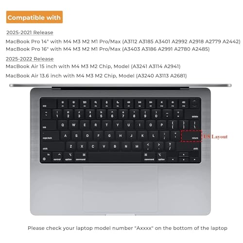 Image of RAYA Premium Keyboard Protector for 2021-2024 Release MacBook Air 13.6 inch [A3113 A2681 M2 /M3] & MacBook Air 15.3 inch [A3114 A2941 M2 /M3] Keyboard Skin Cover (Nail Art Mint)