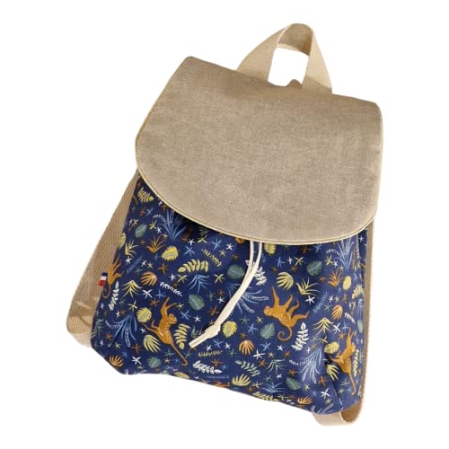 Sac à dos enfant personnalisé prénom savane bleu pour crèche et école maternelle
