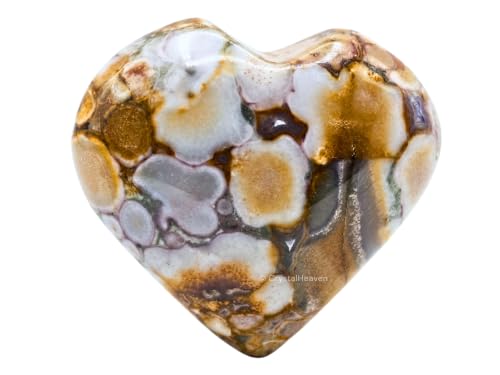 Image of Crystal Heaven Certified Conglomerate Jasper Crystal Heart Palm Pebbles Stones For Anxiety Stress Relief Massage - Original Healing Gemstone Agate Heart Palm Stone For Yoga Meditation Spiritual