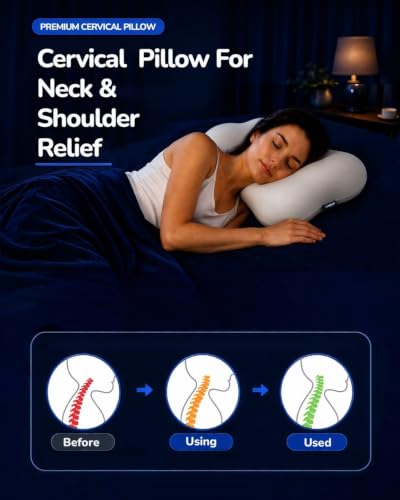 COMFYPIL Cervical Neck Pillow for Sleeping Memory Foam Pillows White - image 2