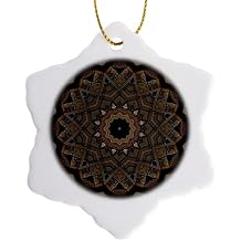 3 inch Snowflake Porcelain Ornament - Aldhibah Mandala Digital Abstraction Art Fancy Kaleidoscopes