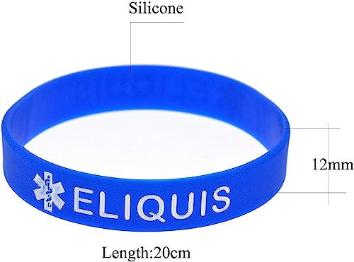 4 Pack ELIQUIS Medical Alert ID Silicone Bracelet Wristbands for Man Women3