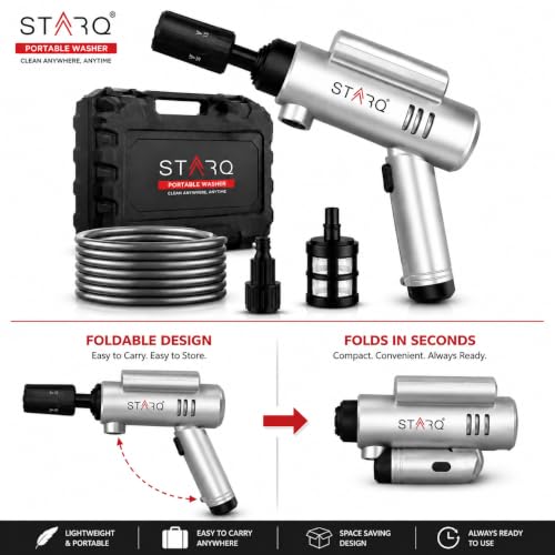 Image of STARQ TurboFold Cordless Pressure Washer Gun 1.8 MPa Portable High Pressure Car Washer with 5 in 1 Rotating Nozzle High Speed Motor 4000mAh Type C Rechargeable Battery for Car Bike Home Cleaning