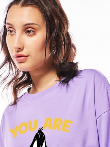 Image of Bewakoof Women's Cotton Oversized Fit Half Sleeve Round Neck T-Shirt | Casual wear | Streetwear | Oversized Tshirt for Woman Cotton| Baggy