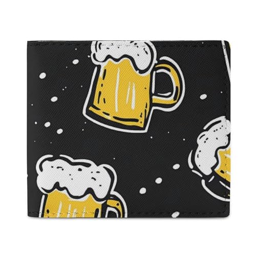 Beer Coin Purse PU Leather Bifold Wallet Small Change Purse Pouch Front Pocket Wallets