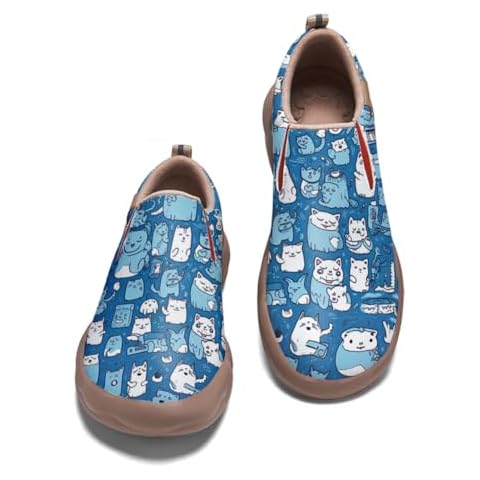 Hetios Women's Casual Shoes Comfort Soft Slip On Walking Travel Loafers Leather Painted Sneakers Cover