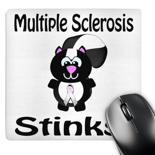 3D Rose "Multiple Sclerosis Stinks Skunk Awareness Ribbon Cause Design" Matte Finish Mouse Pad - 8 x 8" - mp_115736_1