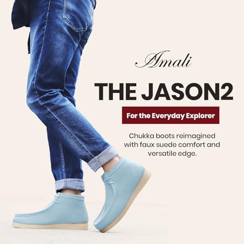 Image of Amali Casual Chukka Boots for Men, High-Top, Lace Up Suede Men's Shoes, Desert Boots with Crepe Rubber Sole