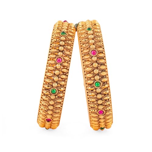 Image of Rubans Gold Plated Set of 2 Bangles Handcrafted Traditional Stylish Trendy Jewellery Gift for Women & Girls