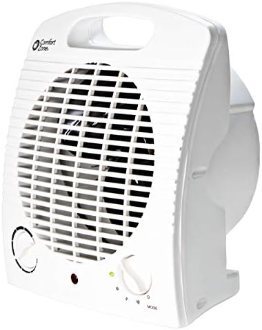 Comfort Zone CZ35E 1,500-Watt Fan-Forced Electric Portable Heater with Adjustable Thermostat, Built-in Overheat Sensor, Safety Tip-Over Switch, and Heat Resistant Housing, White