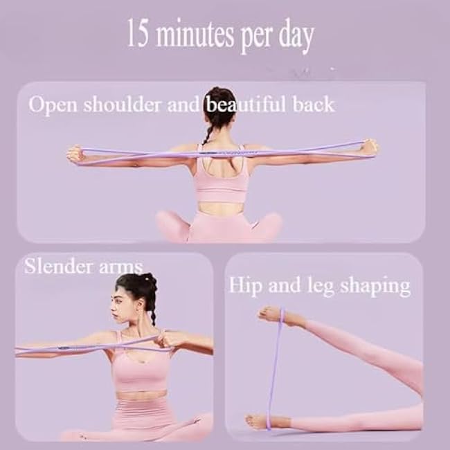 Figure 8 Resistance Bands for Women, 15 lbs Resistance Band, Yoga Gym Fitness Pulling Rope with Handles for Arms, Back, Shoulders, Legs and HIPS Working Out - Ease of Use