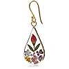 Amazon Collection Sterling Silver Pressed Flower Teardrop Earrings