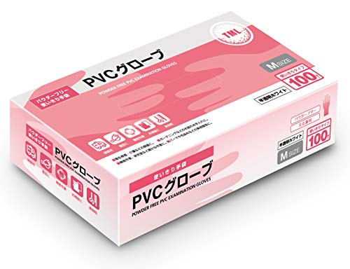 使い捨て手袋 PVCグローブ 在庫あり Mサイズ 100枚×1セット 厚生労働省納入品 極うす手 薄手 半透明 粉なし...