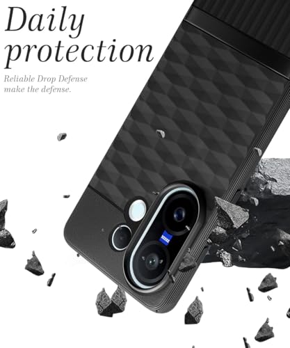 Image of WOW IMAGINE Back Cover for Vivo X200 FE 5G with Hexa Cube Design | Ultra Slim Soft Rubberised Case | Inner Velvet Fabric | Matte Silicone Flexible Mobile Case | Camera Protection - Black