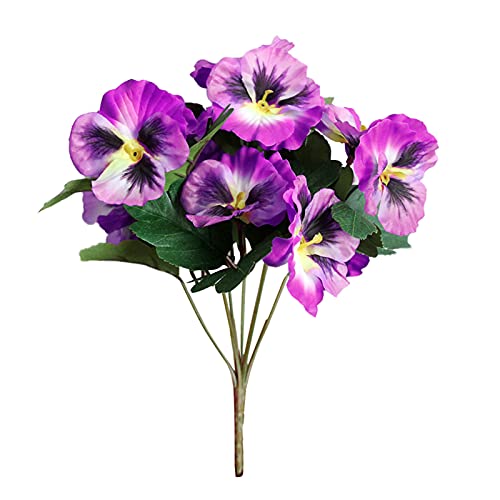 Benoon Fleur Artificielle 1Pc Pensée Jardin Bricolage Scène Fête Maison Mariage Artisanat Décoration Rouge-Violet