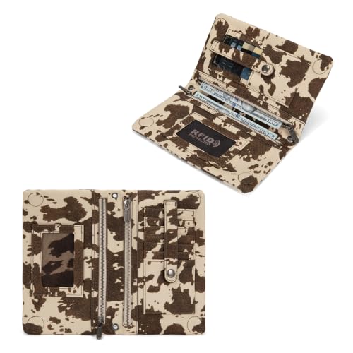 Image of Montana West Wrangler Cow Print Crossbody Wallet Purse for Women Western Clutch Small Purse Credit Card Holder WG176-4001-2COW-CF