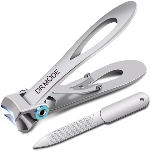 Cortauñas pies profesional, DRMODE cortaúñas para uñas gruesas personas mayores con apertura de 16MM de ancho, grande curvo cortaúñas aleman acero inoxidable para hombre con lima de uñas